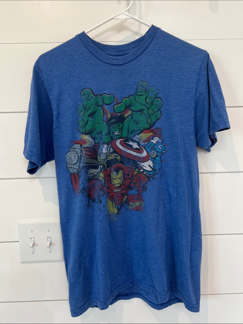 Blue Marvel Comics Avengers Graphic Tee -Short Sleeve Shirt